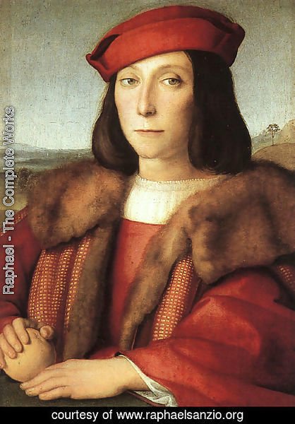 Raphael - Portrait of a Man with an Apple (possibly Francesco Maria della Rovere) 1503-04