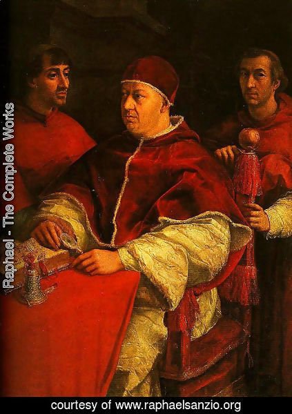 Raphael - Portrait of Leo X with Cardinals Giulio de Medici and Luigi de Rossi