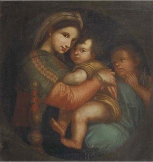 Raphael - The Madonna della Sedia, in a feigned tondo