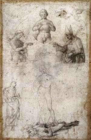 Raphael - Study for the Coronation of St Nicholas of Tolentino