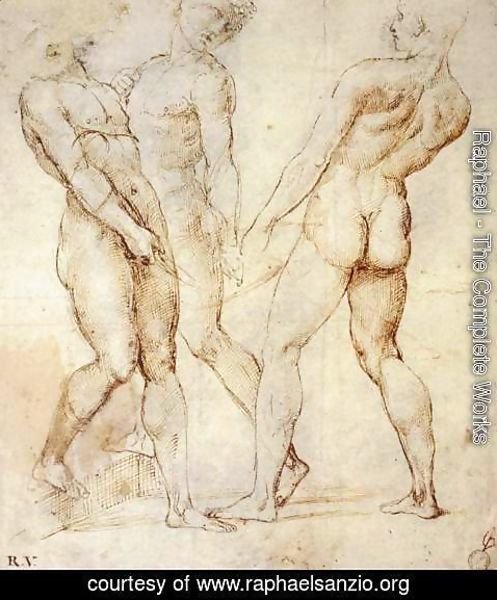 Raphael - Study of Three Nude Bearers