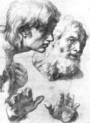 Raphael - Heads and hands of the Apostles