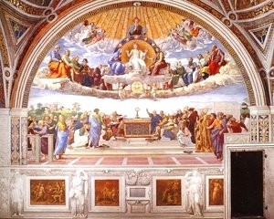 Disputation of the Holy Sacrament (La Disputa) [detail: 1a]