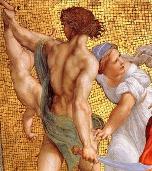 Raphael - The Stanza della Segnatura Ceiling: The Judgment of Solomon [detail: 1]