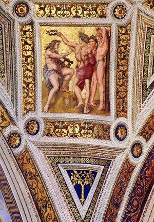 Raphael - The Stanza della Segnatura Ceiling: Apollo and Marsyas [detail: 1]