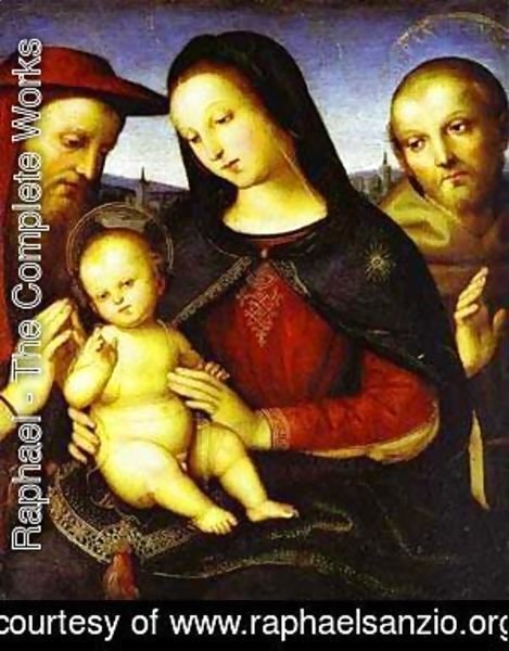 Raphael - Madonna With The Christ Child Blessing And St Jerome And St Francis (Von Der Ropp Madonna) 1502
