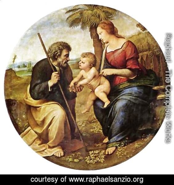Holy Family under a palm tree, Tondo Raphael Reproduction 