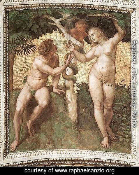 Raphael - The Stanza Della Segnatura Ceiling  Adam And Eve