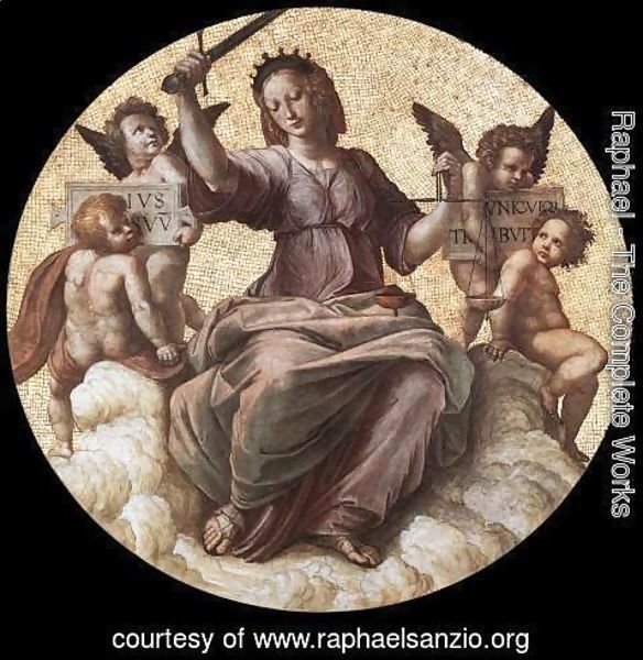 Raphael - The Stanza Della Segnatura Ceiling  Justice